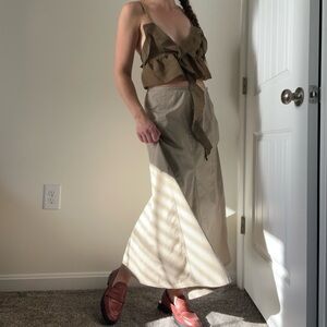 Vintage Tan Khaki Circle Maxi Skirt
